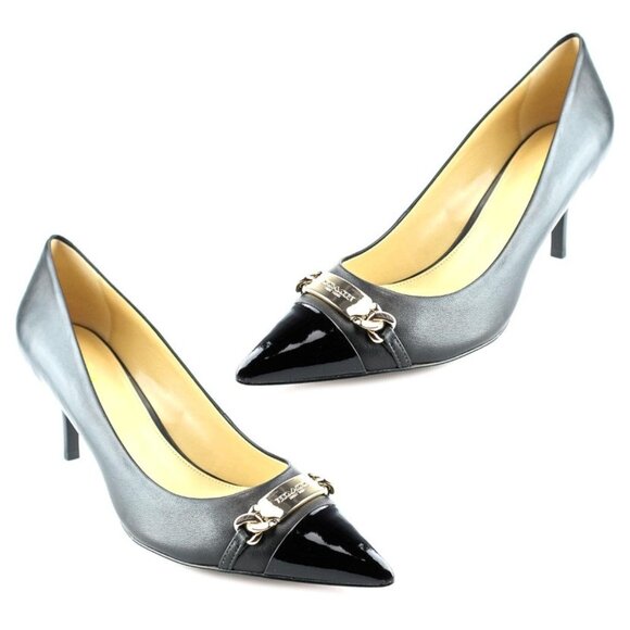 Coach BOWERY Patent Leather Pointed-Toe Kitten Heel Pumps - Picture 1 of 7